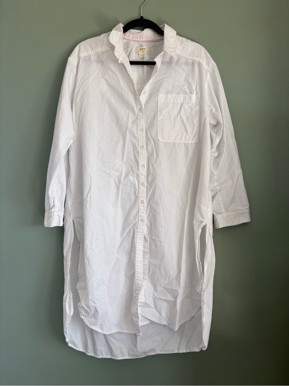 Maeve by Anthropologie Soren Long-Sleeve Shirt Dress in white
